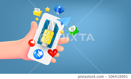 Man holding smartphone with Argentina mobile operator SIM card and app icons. Safety concept. 3d Man holding smartphone with Argentina mobile operator SIM card and app icons. Safety concept. 3d 106418991