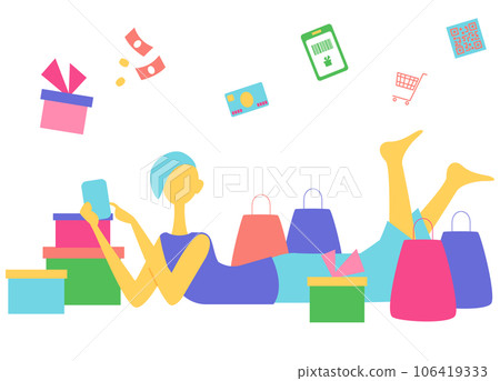 Man enjoying shopping at home 106419333