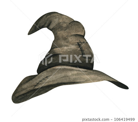 Witch hat. Autumn holidays, Halloween concept. Watercolor illustration. 106419499