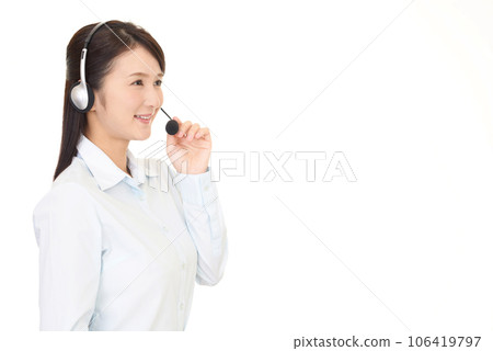 微笑的女操作員 微笑的女操作員 106419797