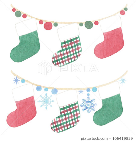 [Watercolor] Christmas garland illustration material 106419839