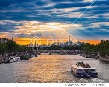 Paris Seine at dusk 106419989