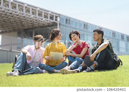 Smiling students Campus life, study abroad, international exchange image 106420401