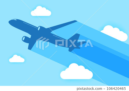 sillhouette blue plane on sky background 106420465