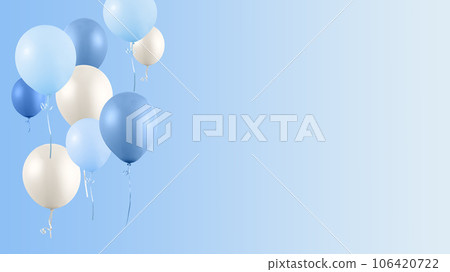 Blue and white balloons on blue background. 106420722