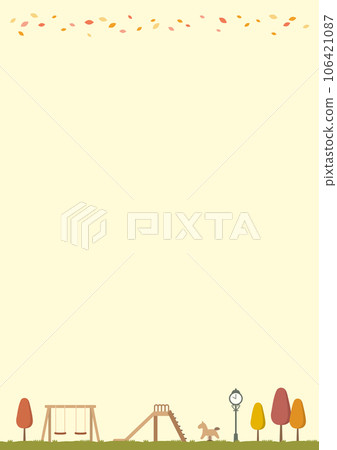 秋季景觀、帶滑梯和鞦韆的公園 106421087