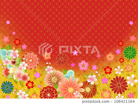 日式花卉背景麻葉和景泰藍 106421164