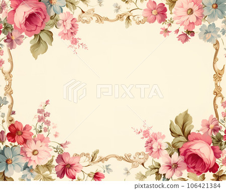 Image of picture frames a floral pattern on a white background. Flower. Illustration, Generative AI. 106421384