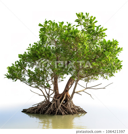Image of mangroves tree on white background. Nature. Illustration, Generative AI. Image of mangroves tree on white background. Nature. Illustration, Generative AI. 106421397