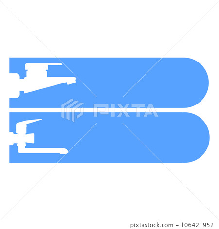 Water faucets for the kitchen and bathroom. Design element for signboard, nameplate and other use with space for text or inscription. White silhouettes, blue background. Water faucets for the kitchen and bathroom. Design element for signboard, nameplate and other use with space for text or inscription. White silhouettes, blue background. 106421952