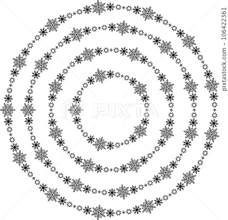 Snowflake circle frames set. Winter snowflake round border collection. 106422361