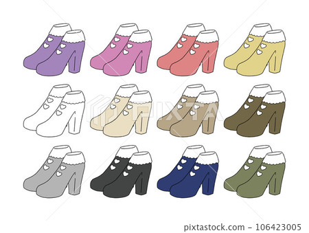 Illustration set of short boots 106423005