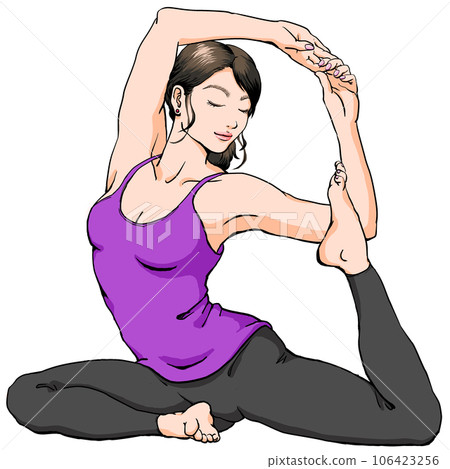 Yoga_Young woman doing mermaid/pigeon pose_Camisole meditation Yoga_Young woman doing mermaid/pigeon pose_Camisole meditation 106423256
