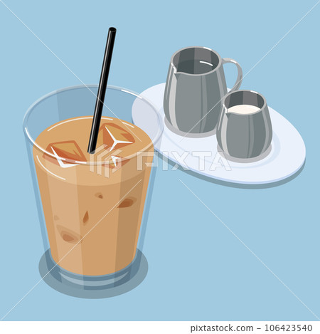 Ice milk tea gum syrup and milk isometric vector illustration Ice milk tea gum syrup and milk isometric vector illustration 106423540