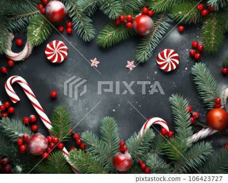 Christmas tree branches background Stock Photo