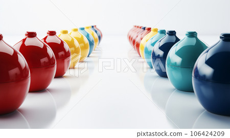 An arrangement of colorful shiny pottery An arrangement of colorful shiny pottery 106424209