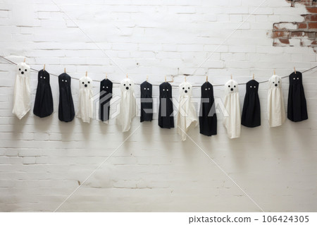 Halloween ghostly monster on abstract background. Generative AI 106424305