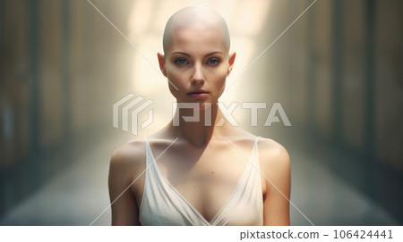 Portrait of confident bald woman. Generative AI 106424441