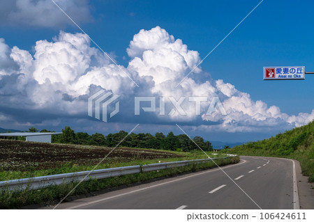 《Gunma Prefecture》Landscape of the summer sky/Farm road in Tsumagoi village 《Gunma Prefecture》Landscape of the summer sky/Farm road in Tsumagoi village 106424611