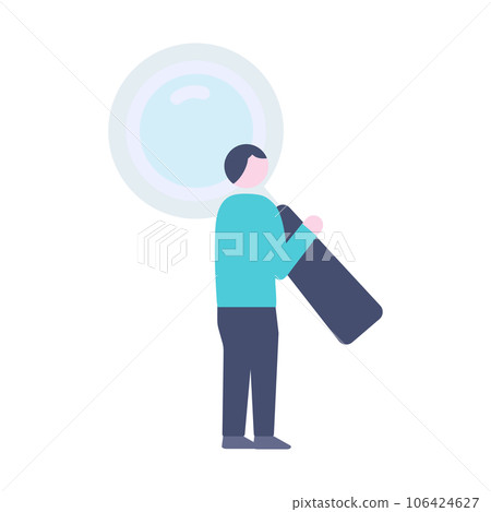man with big magnifying glass man with big magnifying glass 106424627