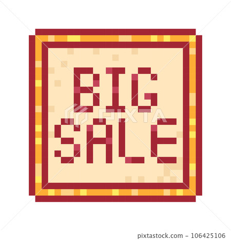 Big Sale sign. Pixel art style icon card.Black friday 8-bit Isolated vector illustration. 106425106