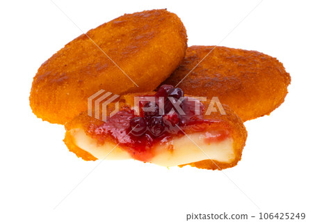 deep-fried breaded cheese isolated 106425249