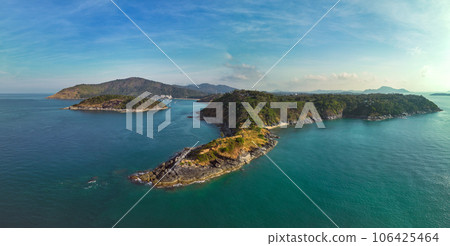 Aerial view panorama of Phromthep cape at sunrise, Phuket, Thailand 106425464