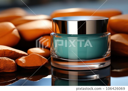Container for cosmetic products with in turquoise orange, for label mockup Container for cosmetic products with in turquoise orange, for label mockup 106426069