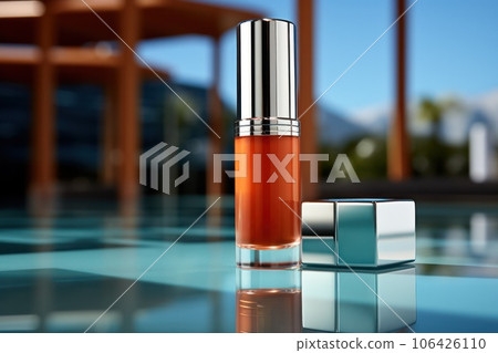 Container for cosmetic products with in turquoise orange, for label mockup Container for cosmetic products with in turquoise orange, for label mockup 106426110