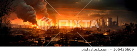 community grappling with the aftermath of a catastrophic nuclear power plant meltdown. Generative AI 106426609