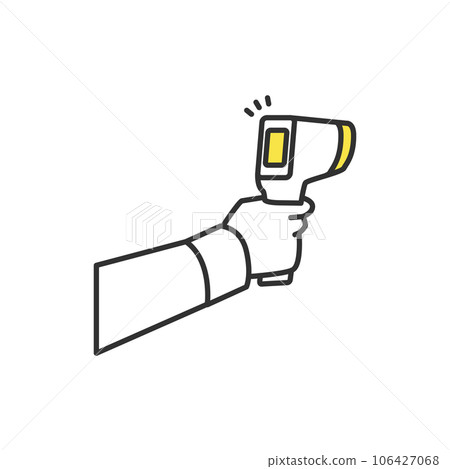 Illustration of measuring body temperature using an electronic thermometer 106427068