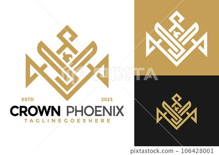 Crown Phoenix logo design vector symbol icon illustration 106428001