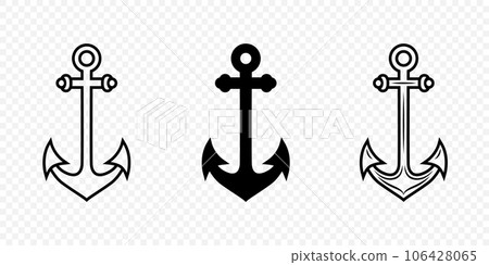 Vector Anchors. Anchor Silhouette Icon Set. Black and White Anchor with Outline. Anchor Design Template Collection. Vector Illustration Vector Anchors. Anchor Silhouette Icon Set. Black and White Anchor with Outline. Anchor Design Template Collection. Vector Illustration 106428065