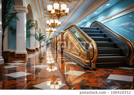 Stylish design of a modern escalator. 106428352