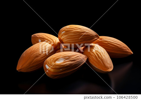 Group of almonds isolated on black Group of almonds isolated on black 106428500