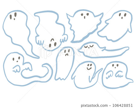 手繪風格可愛插畫集簡單的鬼魂 106428851
