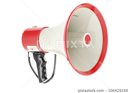 Megaphone or bullhorn with siren and handheld mic, 3D rendering 106429288
