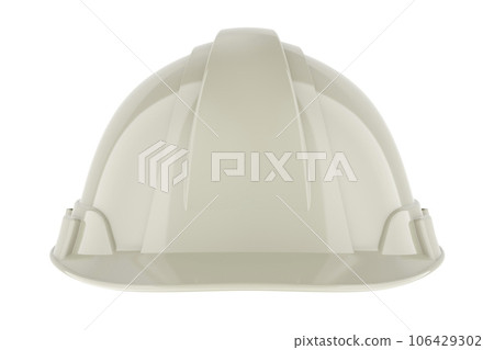 White Hard Hat, front view. 3D rendering 106429302