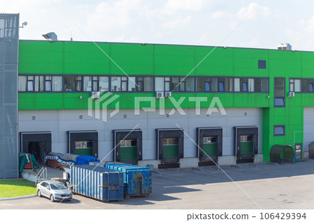 Row of loading docks with shutter doors. Row of loading docks with shutter doors. 106429394