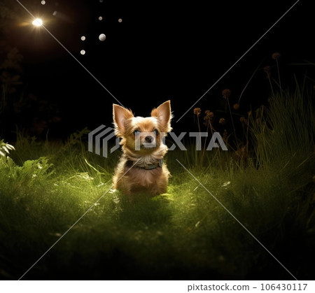 Small domestic dog on the grass Small domestic dog on the grass 106430117
