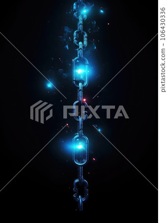 Blockchain chain. Blue electronic circuit 106430336