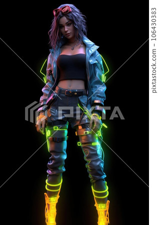 Portrait of a young woman in cyberpunk style Portrait of a young woman in cyberpunk style 106430383