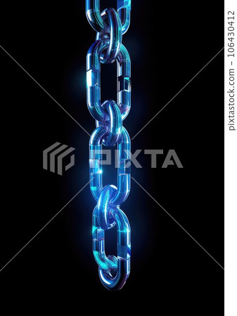 Blockchain chain. Blue electronic circuit Blockchain chain. Blue electronic circuit 106430412
