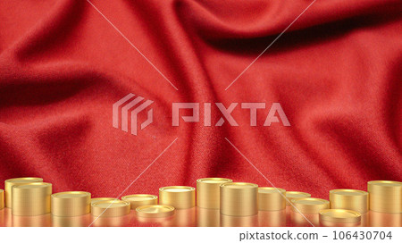 The Gold coins on red Background 3d rendering-插圖素材 [106430704] - PIXTA圖庫