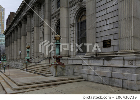 Jersey City, NJ, USA Streets and buildings in downtown Jersey City. City lines and colors 106430739