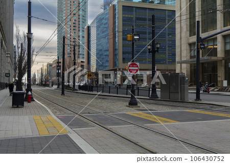 Jersey City, New Jersey, USA, view of Exchange Place light rail station Jersey City, New Jersey, USA, view of Exchange Place light rail station 106430752