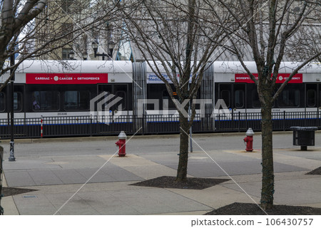 Jersey City, New Jersey, USA, view of Exchange Place light rail station Jersey City, New Jersey, USA, view of Exchange Place light rail station 106430757