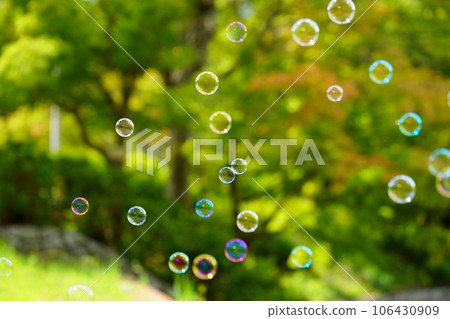 Soap bubbles in the park square Soap bubbles in the park square 106430909