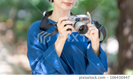 A woman with a camera A woman with a camera 106430947