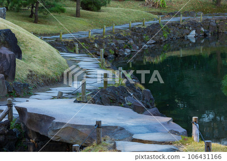 Kyu-Shiba Rikyu Garden in autumn leaves in Minato Ward, Tokyo in late autumn 106431166